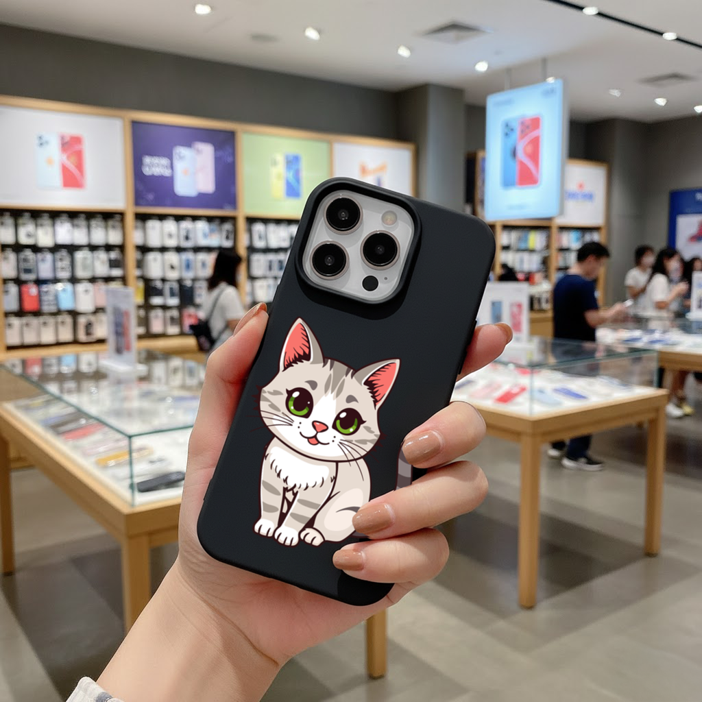 Yeşil Gözlü Gri Kedi iPhone 16 Pro Max Kılıfı