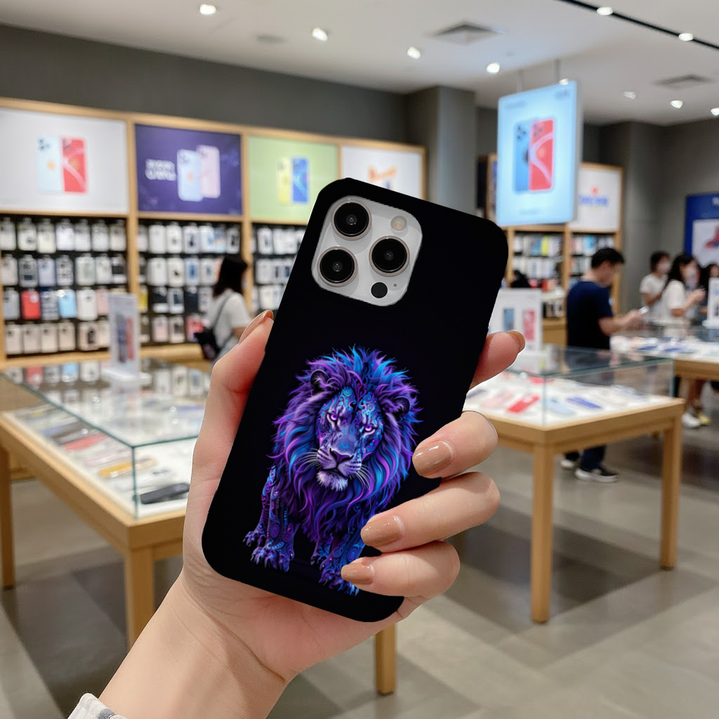 Neon Purple Lion iPhone 16 Pro Max Case