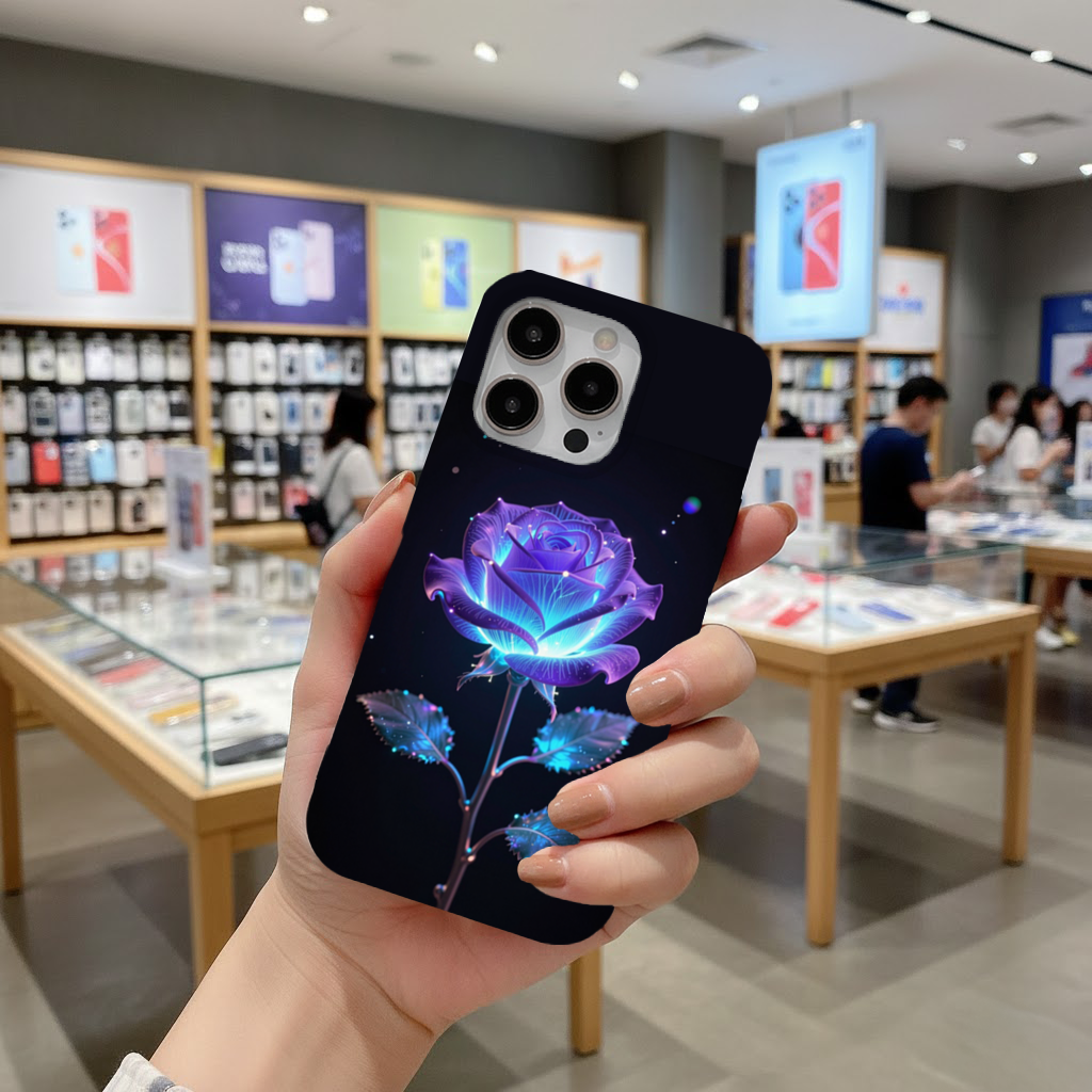Bioluminescent Neon Rose iPhone 16 Pro Max Case