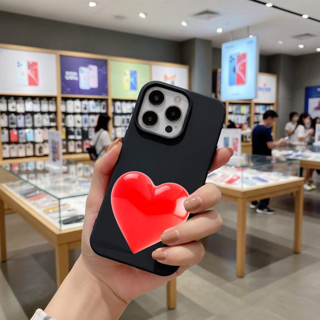 Glossy Red 3D Heart iPhone 16 Pro Max Case