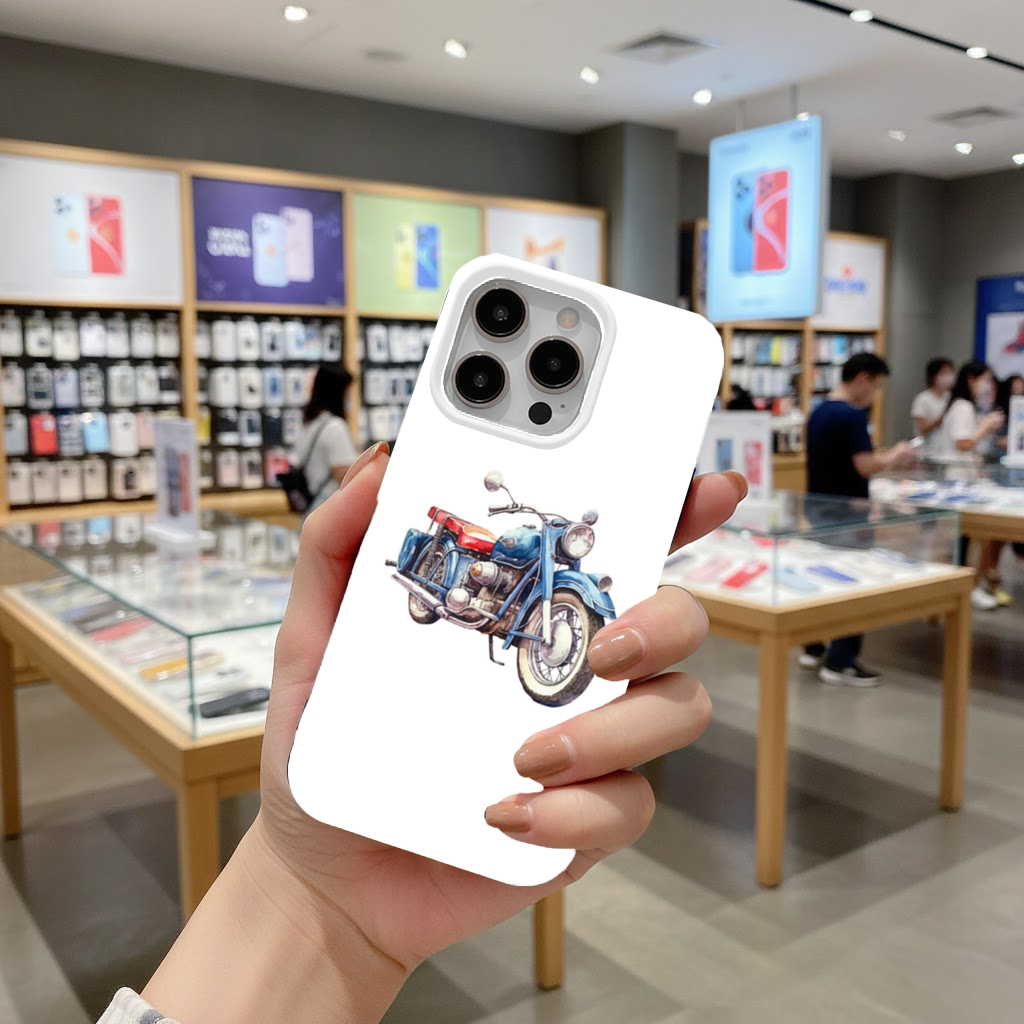 Vintage Blue Classic Motorcycle iPhone 16 Pro Max Case