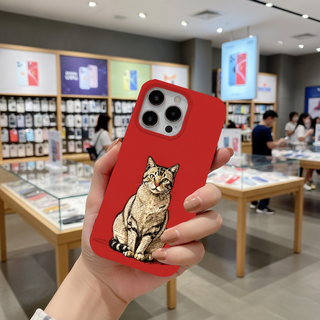 Newsprint Collage Tabby Cat on Red iPhone 16 Pro Max Case