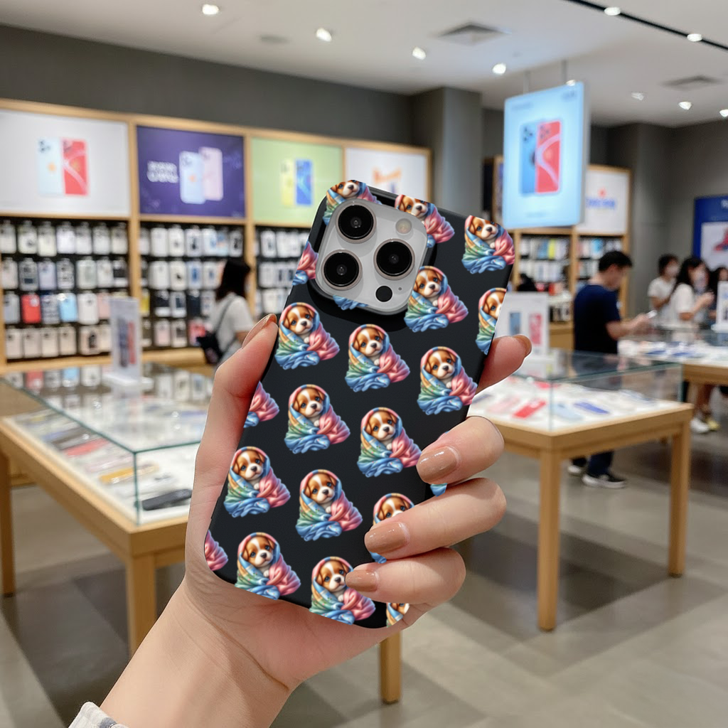 Cute Puppy Wrapped in Pastel Blanket iPhone 16 Pro Max Case