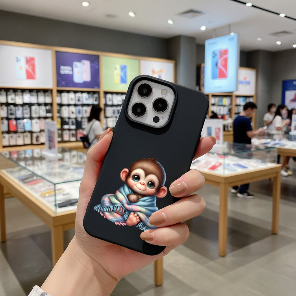 Cute Baby Monkey Wrapped in Blanket iPhone 16 Pro Max Case