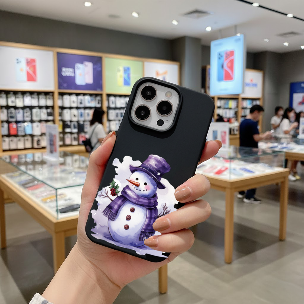 Whimsical Purple Snowman iPhone 16 Pro Max Case