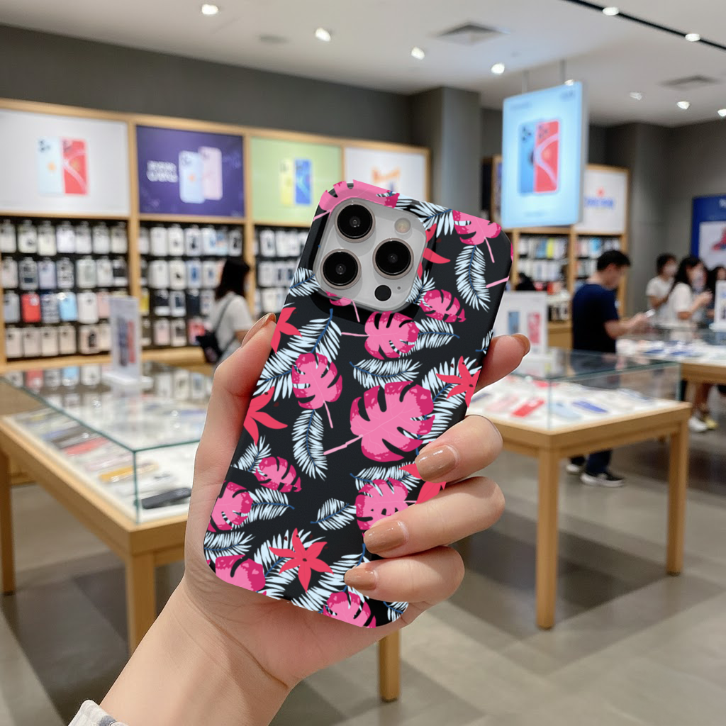 Pink Monstera and Tropical Lily iPhone 16 Pro Max Case