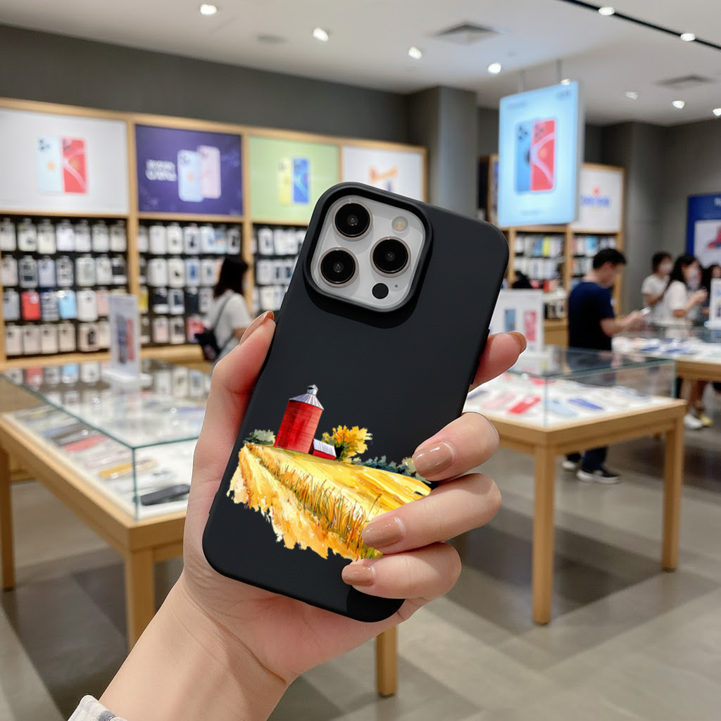 Kırmızı Silo ve Altın Buğday Tarlası iPhone 16 Pro Max Kılıfı