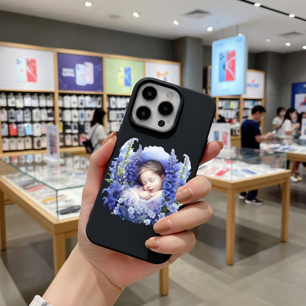 Sleeping Baby Blue Larkspur iPhone 16 Pro Max Case