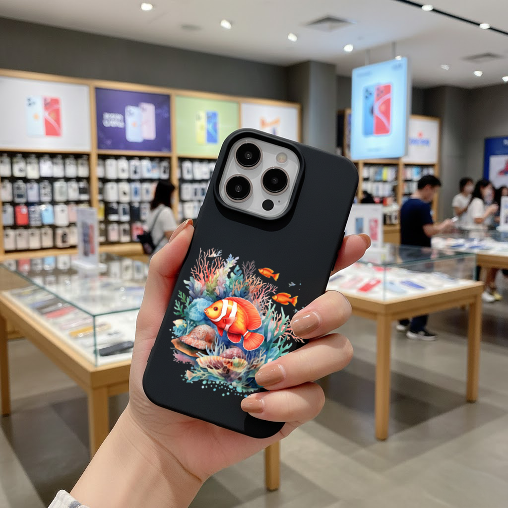 Watercolor Clownfish and Tropical Coral Reef iPhone 16 Pro Max Case