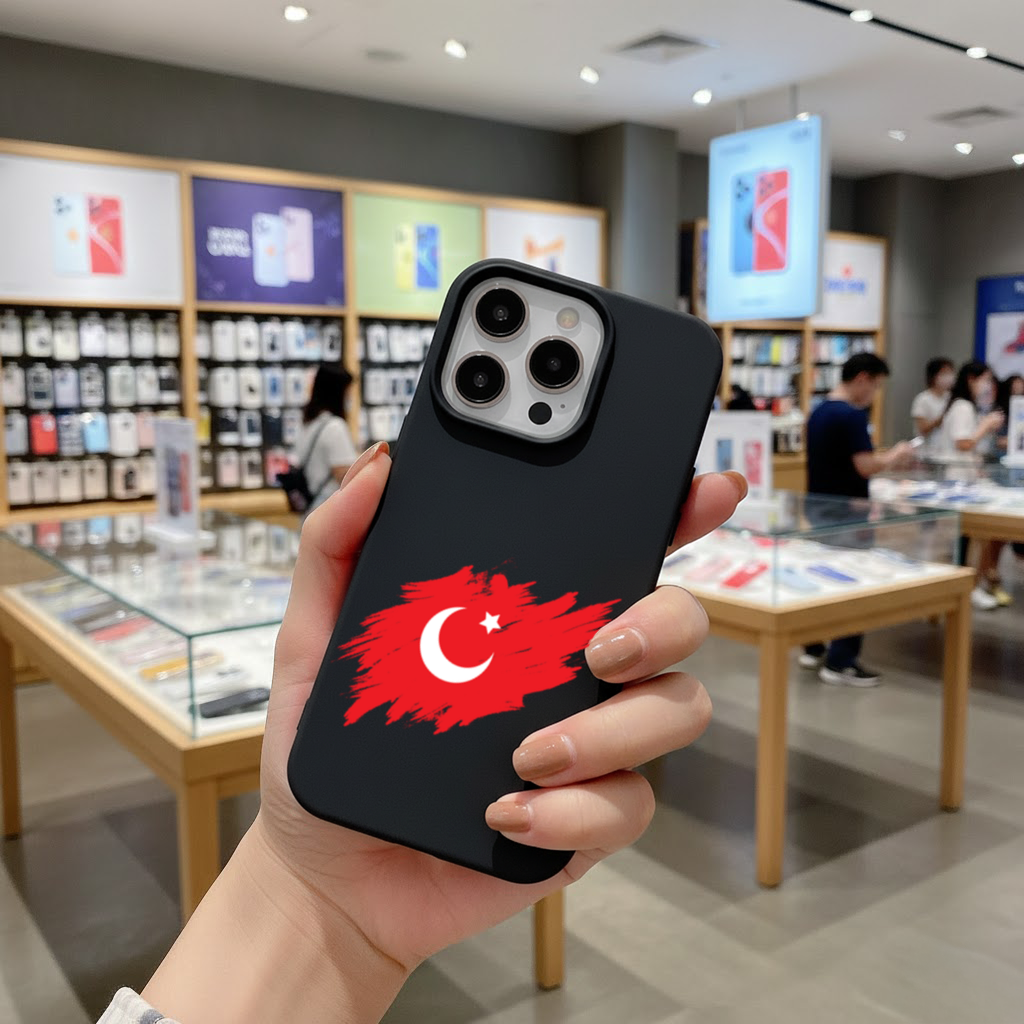 Brushstroke Turkish Flag Crescent Moon iPhone 16 Pro Max Case