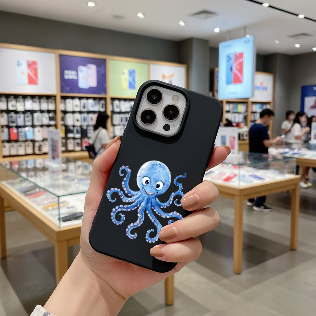 Cute Blue Watercolor Octopus iPhone 16 Pro Max Case