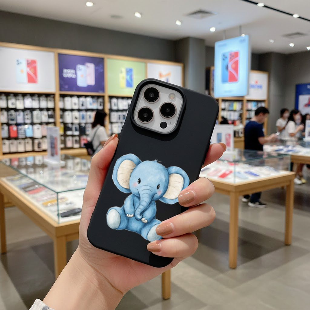 Cute Blue Watercolor Baby Elephant iPhone 16 Pro Max Case