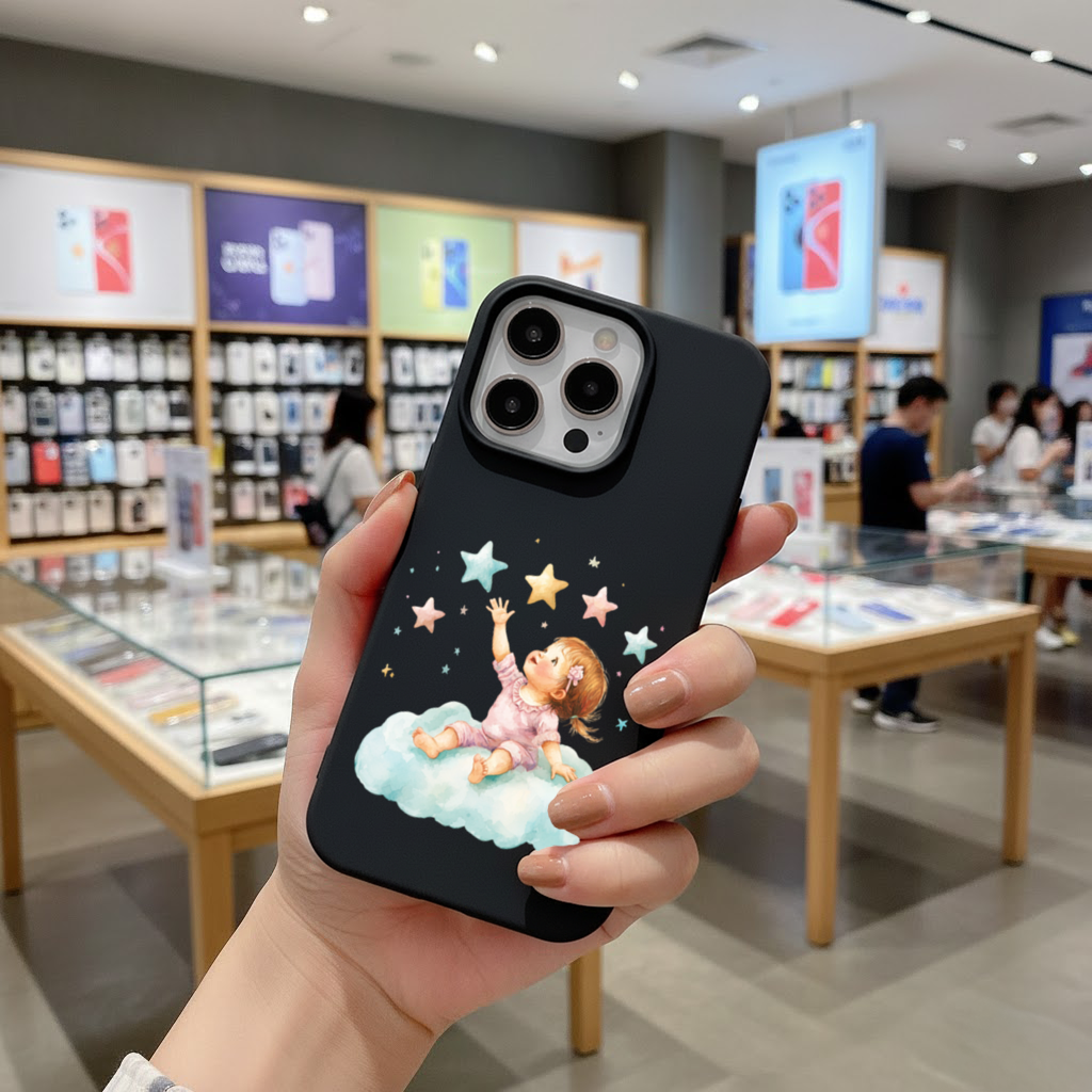 Bulut Üzerinde Yıldızlara Ulaşan Bebek iPhone 16 Pro Max Kılıfı