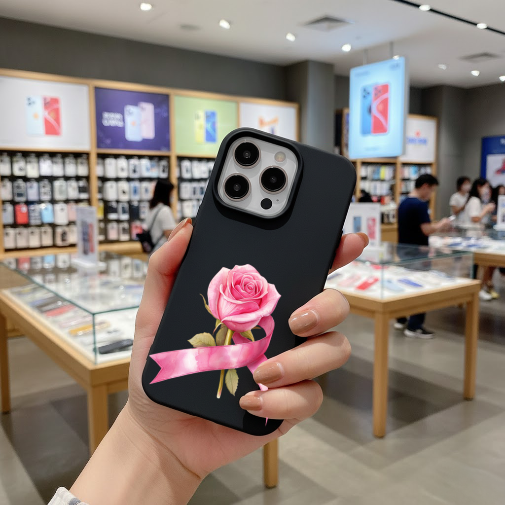 Breast Cancer Awareness Pink Rose iPhone 16 Pro Max Case