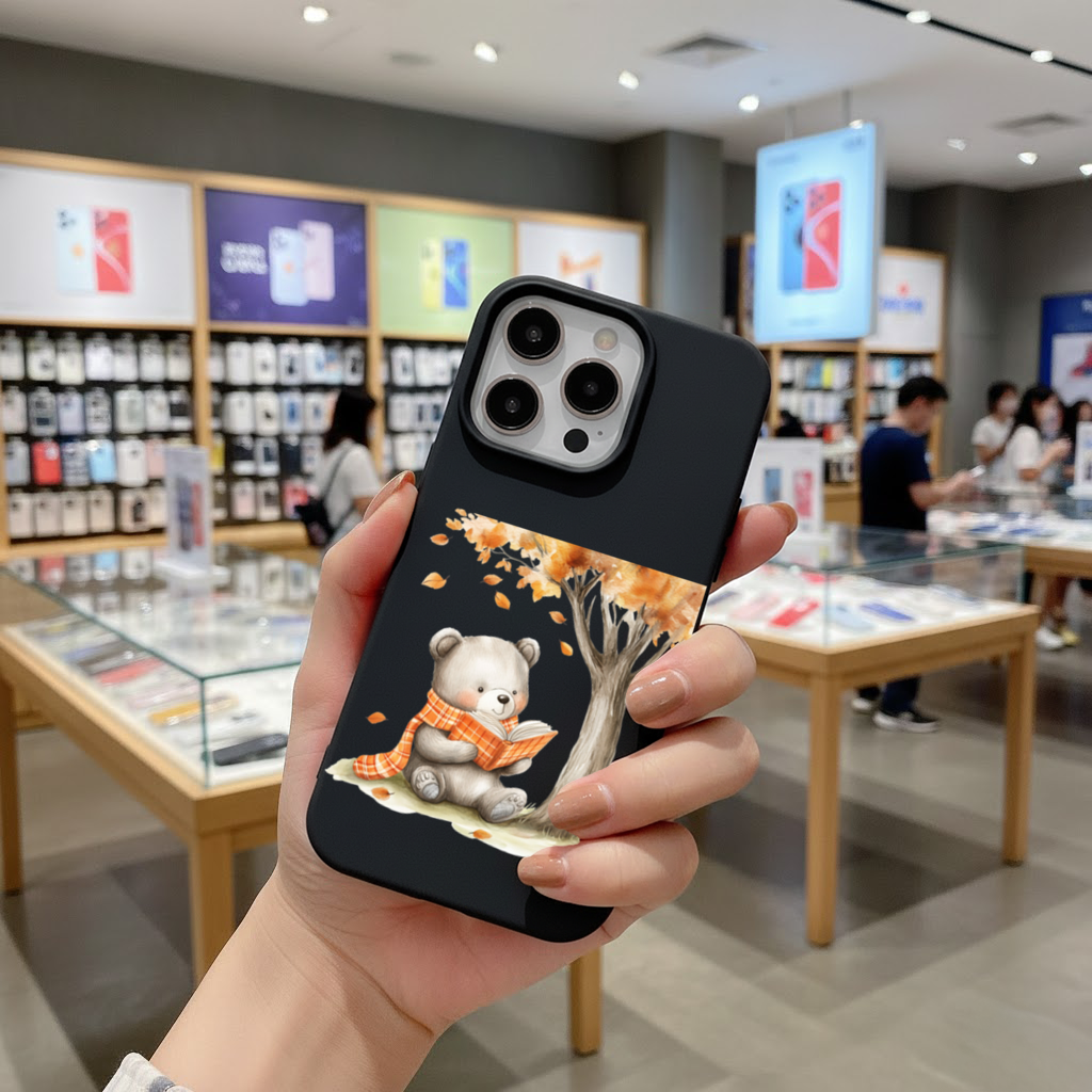 Reading Bear with Orange Scarf iPhone 16 Pro Max Case