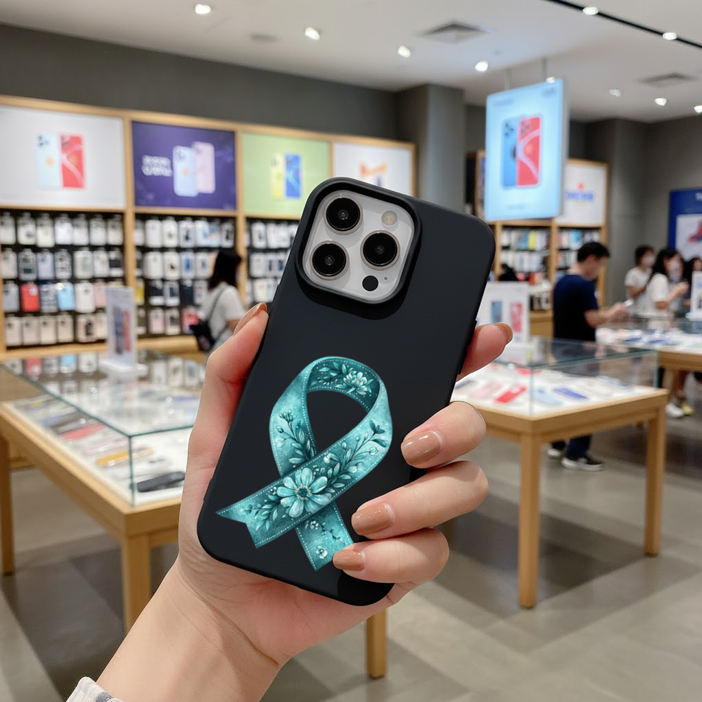 Floral Teal Awareness Ribbon iPhone 16 Pro Max Case