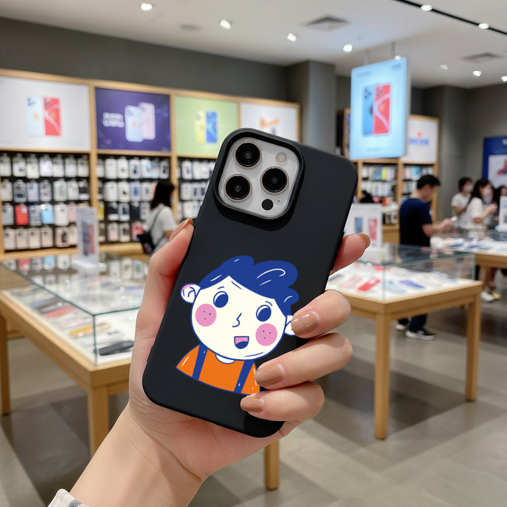 Cute Smiling Boy with Blue Hair iPhone 16 Pro Max Case