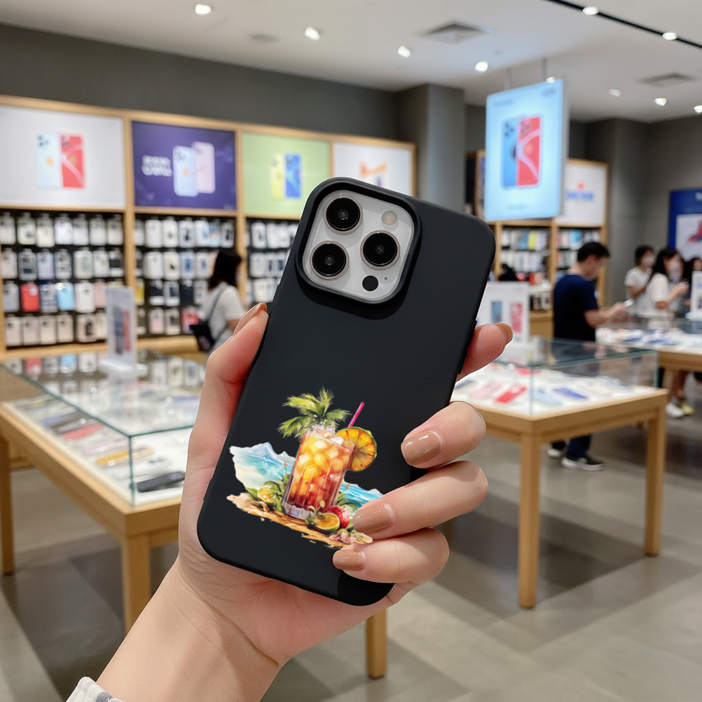 Egzotik Tropikal Sahilde Buzlu Meyveli İçecek iPhone 16 Pro Max Kılıfı