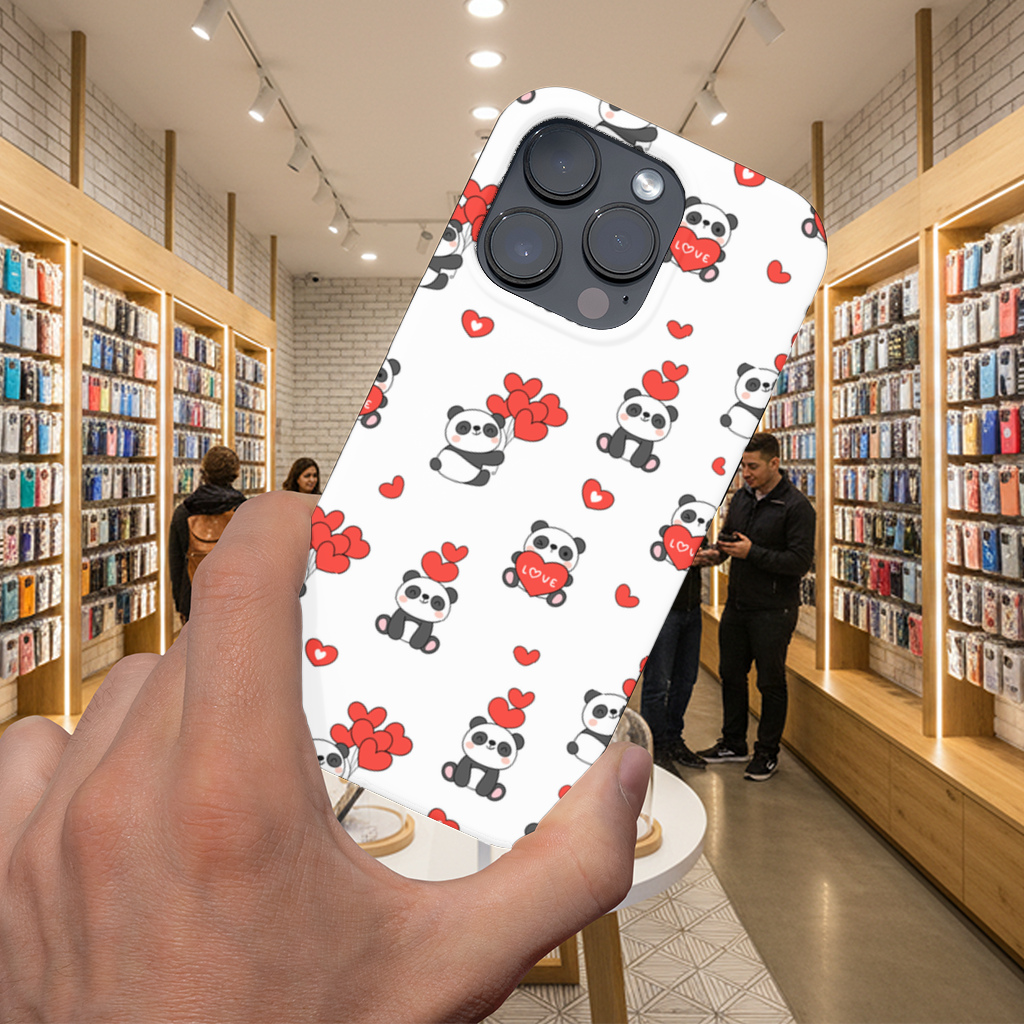 Cute Panda Valentines Day Love Heart Pattern Design iPhone 16 Pro Max Case