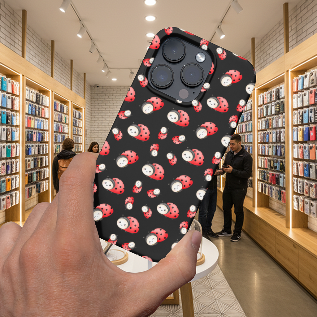 Cute Kawaii Ladybug Pattern iPhone 16 Pro Max Case