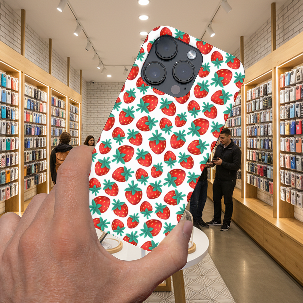 Vibrant Red Strawberry Summer Pattern iPhone 16 Pro Max Case