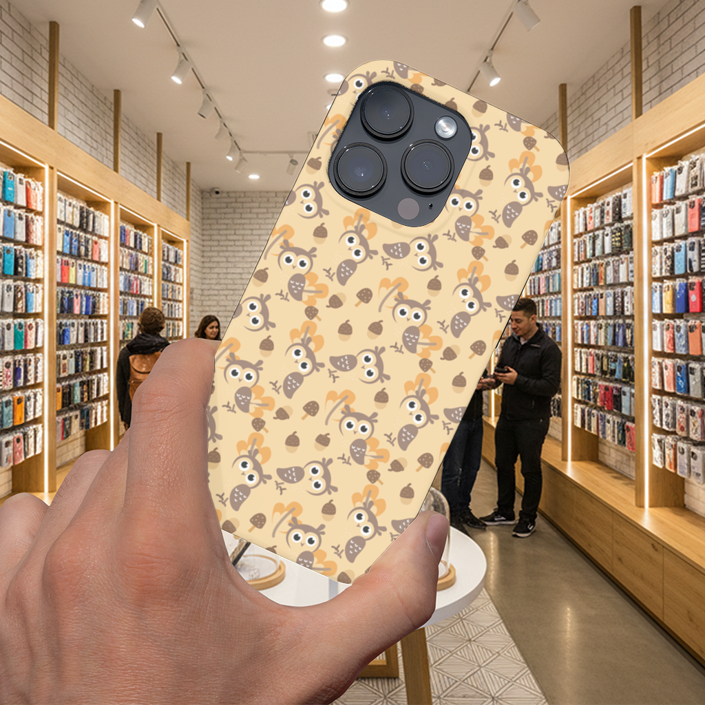 Cute Owl and Acorn Autumn Seamless Pattern iPhone 16 Pro Max Case