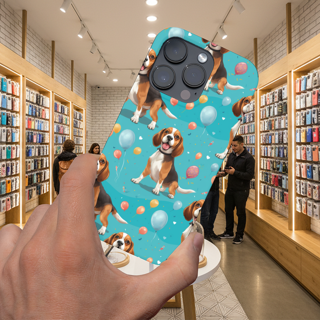 Cute Beagle Dog and Colorful Balloons Seamless Pattern iPhone 16 Pro Max Case