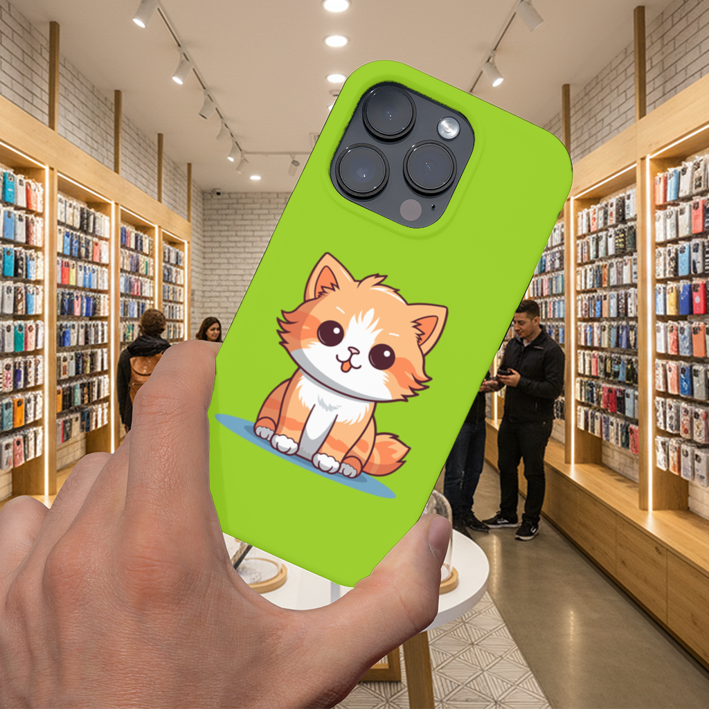 Sevimli Turuncu Kedi Çizimi iPhone 16 Pro Max Kılıfı
