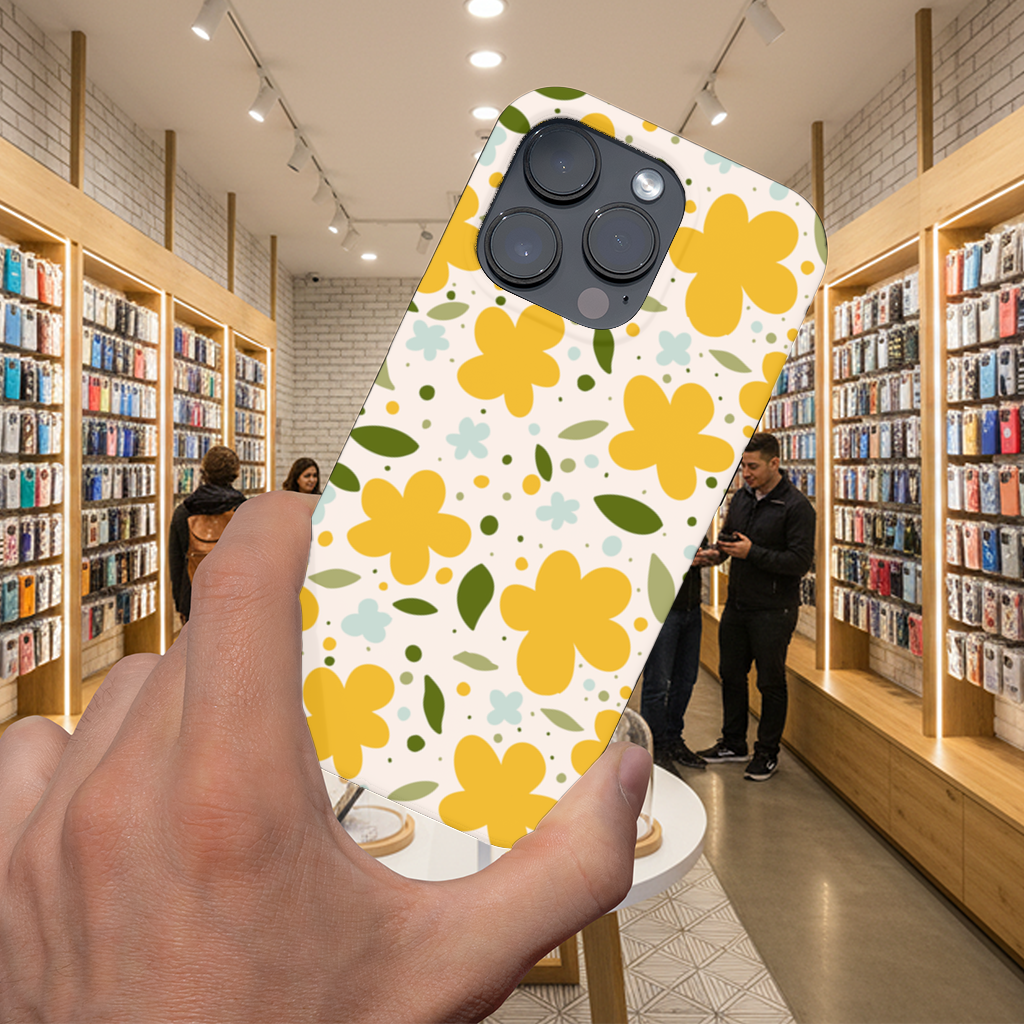 Yellow Floral and Leaf Boho Seamless Pattern iPhone 16 Pro Max Case