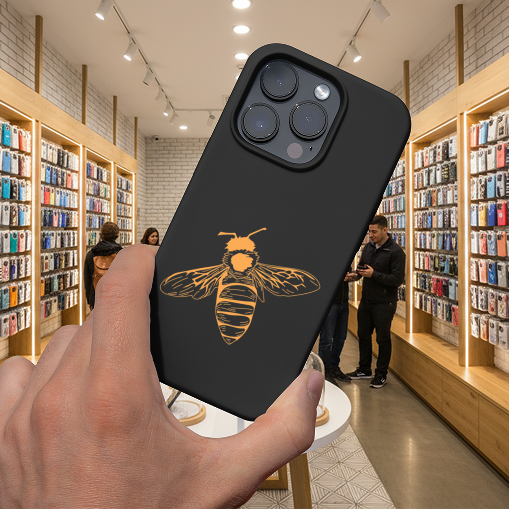 Minimal Orange Bee Illustration iPhone 16 Pro Max Case