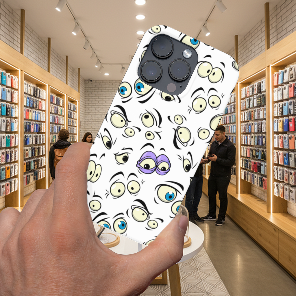 Funny Cartoon Eyes Pattern iPhone 16 Pro Max Case