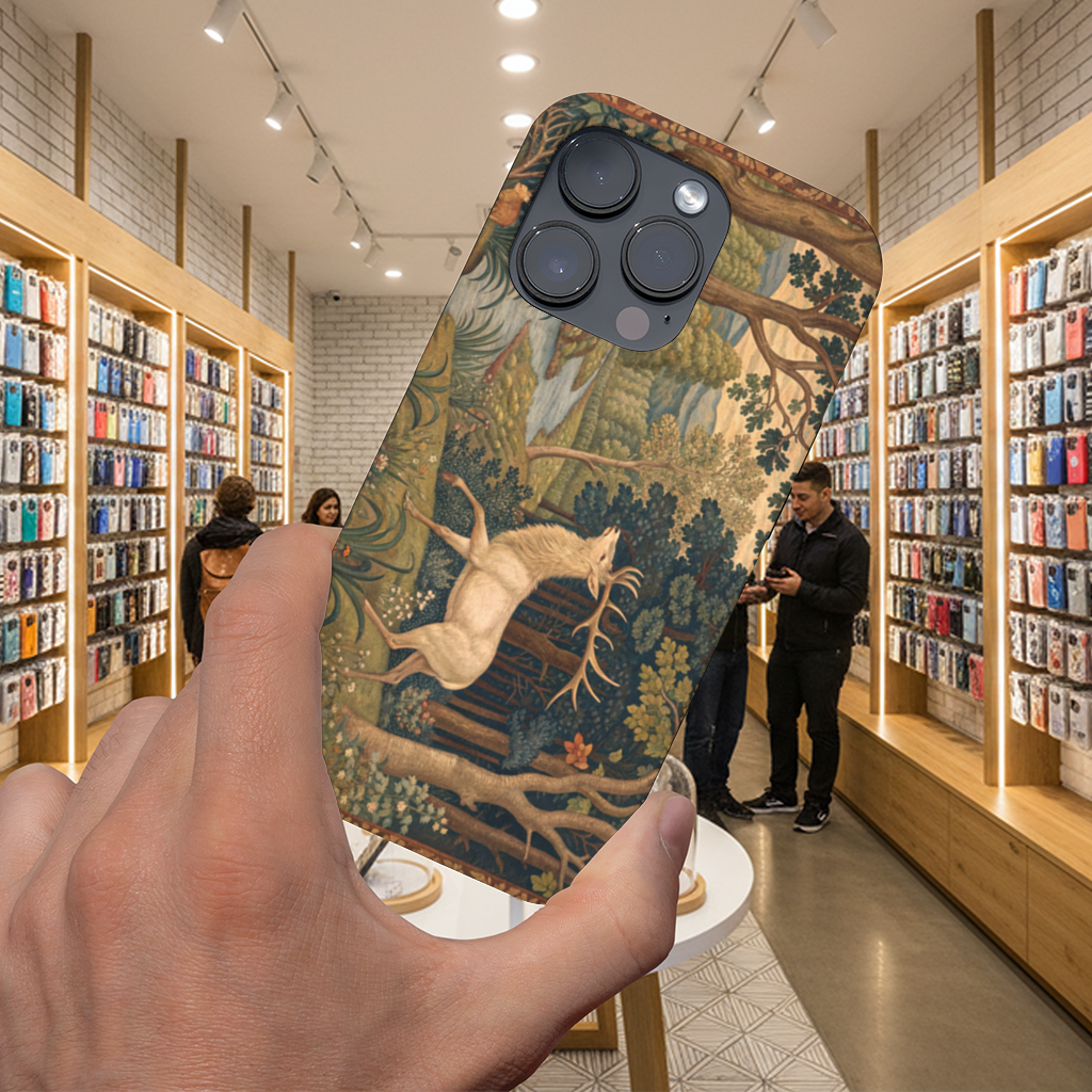 Orman Manzarasında Asil Geyik Klasik Sanat İllüstrasyonu iPhone 16 Pro Max Kılıfı