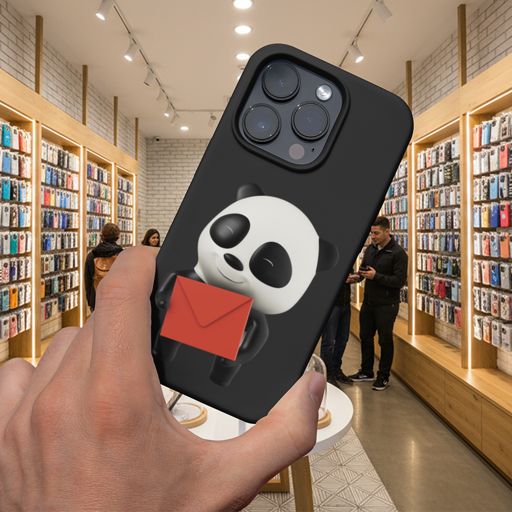 Kırmızı Zarflı Mutlu Panda Karakteri iPhone 16 Pro Max Kılıfı
