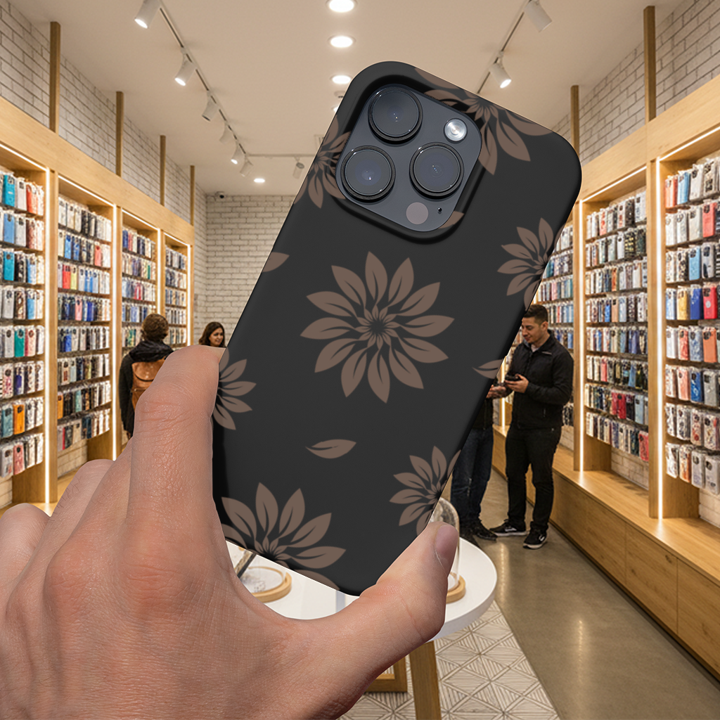 Minimalist Modern Brown Floral Pattern iPhone 16 Pro Max Case