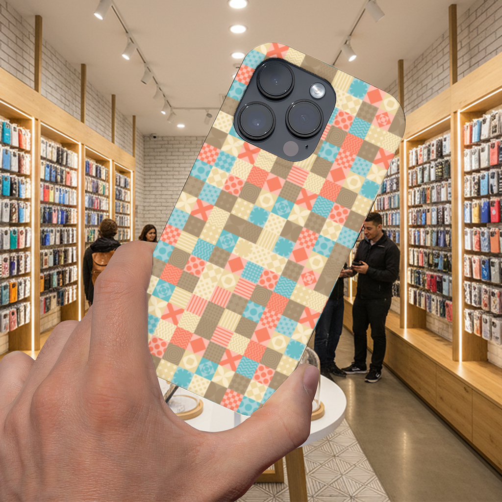Colorful Modern Geometric Square Pattern iPhone 16 Pro Max Case