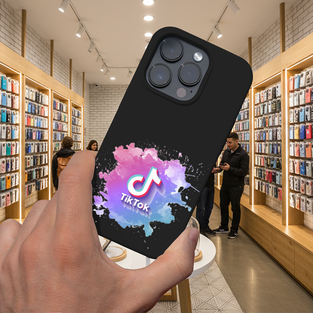 Sulu Boya Efektli TikTok Logosu iPhone 16 Pro Max Kılıfı