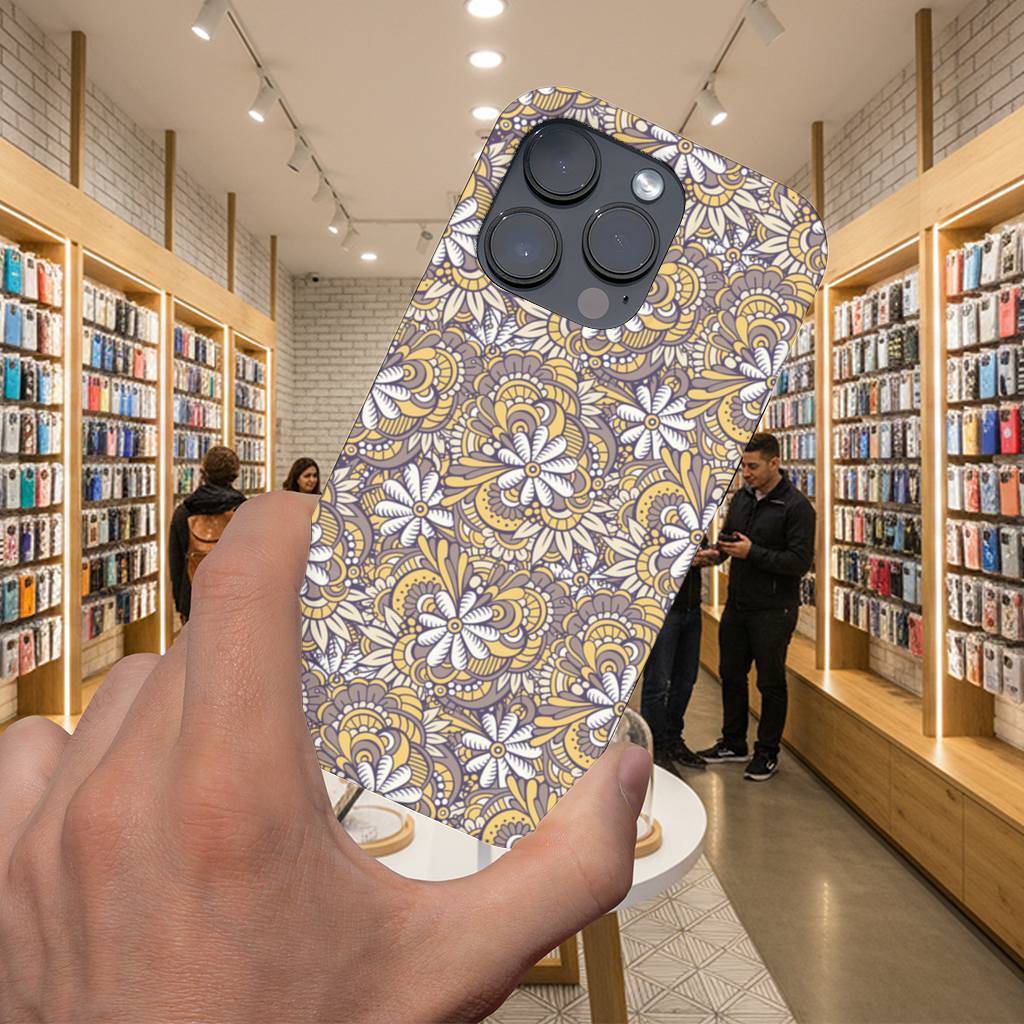 Retro Floral Doodle and Mandala Pattern iPhone 16 Pro Max Case