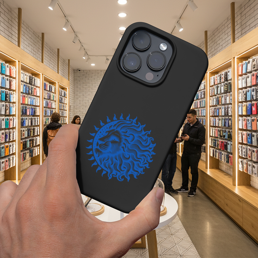 Leo Zodiac Sun and Moon Blue Motif iPhone 16 Pro Max Case
