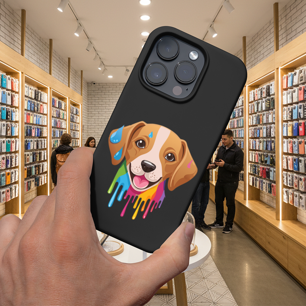 Happy Dog with Colorful Paint Drips iPhone 16 Pro Max Case