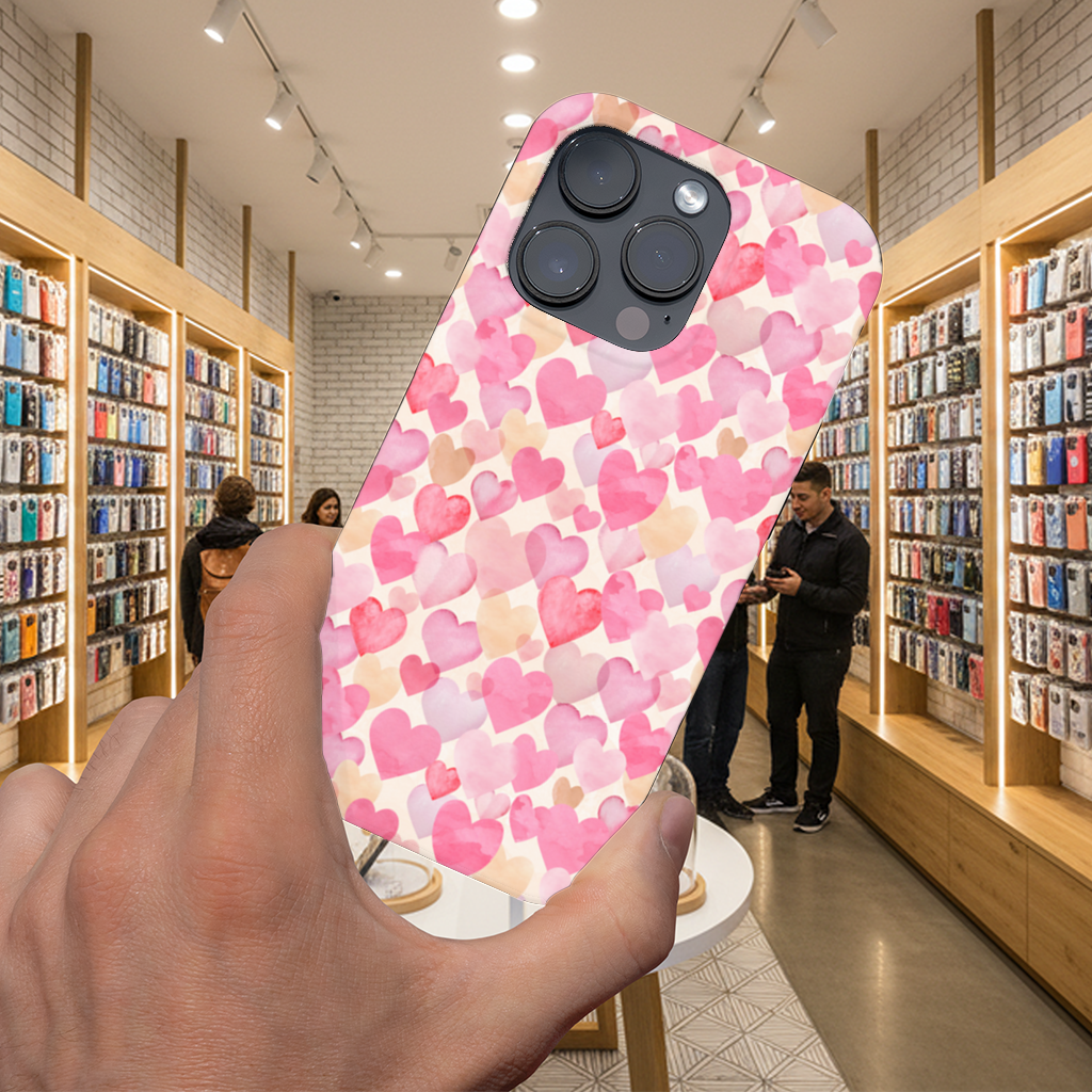 Watercolor Pink Hearts iPhone 16 Pro Max Case