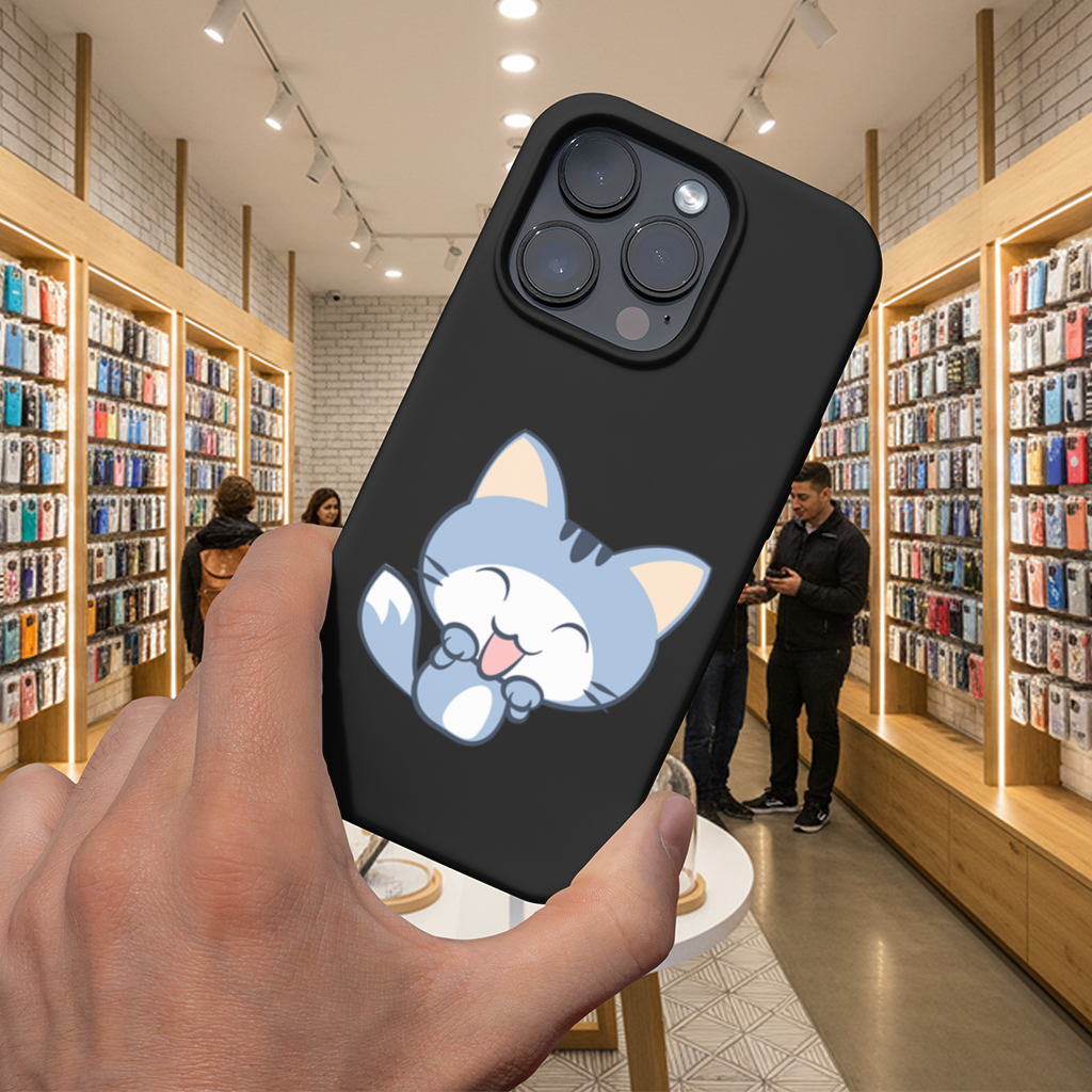 Kawaii Blue Cat iPhone 16 Pro Max Case