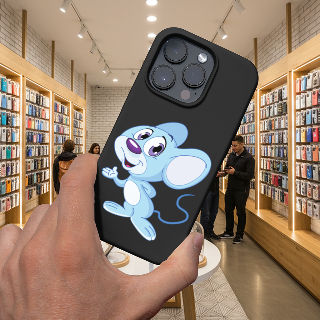 Cute Blue Mouse iPhone 16 Pro Max Case