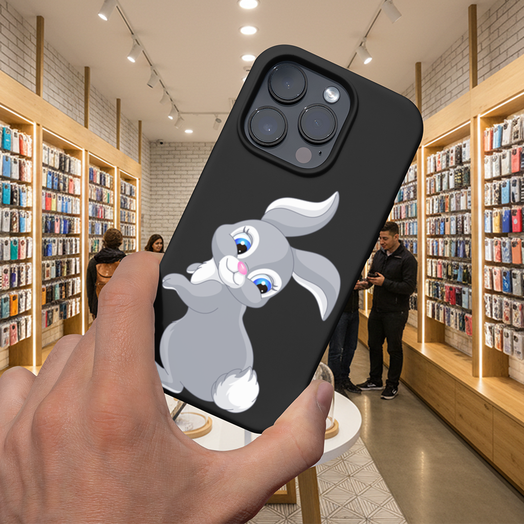 Cute Grey Bunny iPhone 16 Pro Max Case