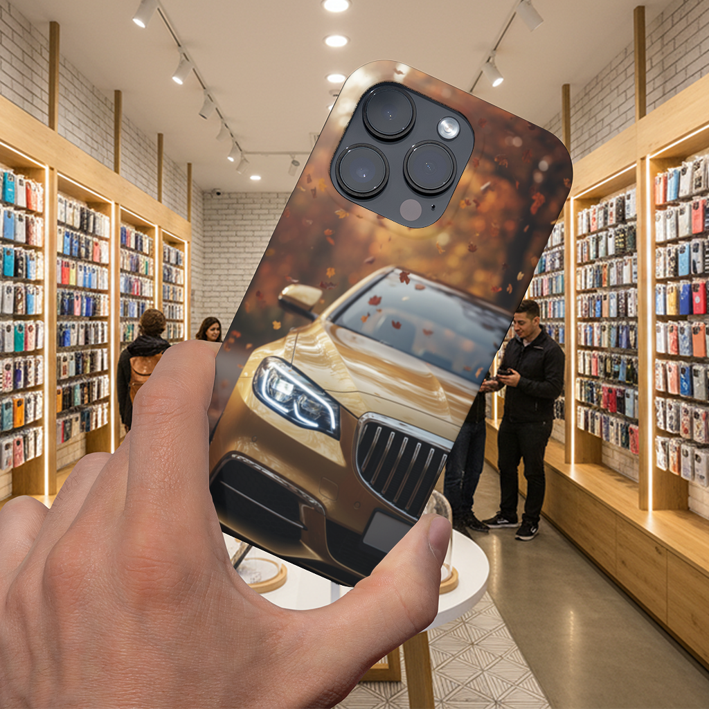 Gold Car and Autumn Leaves iPhone 16 Pro Max Case