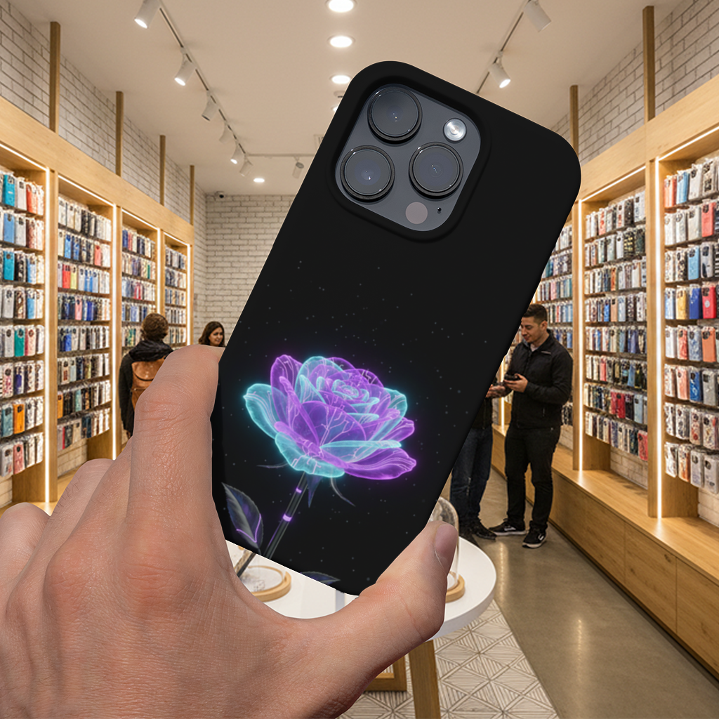 Bioluminescent Cyberpunk Rose iPhone 16 Pro Max Case
