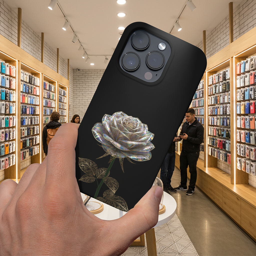 Iridescent Glass Rose Gold Filigree iPhone 16 Pro Max Case