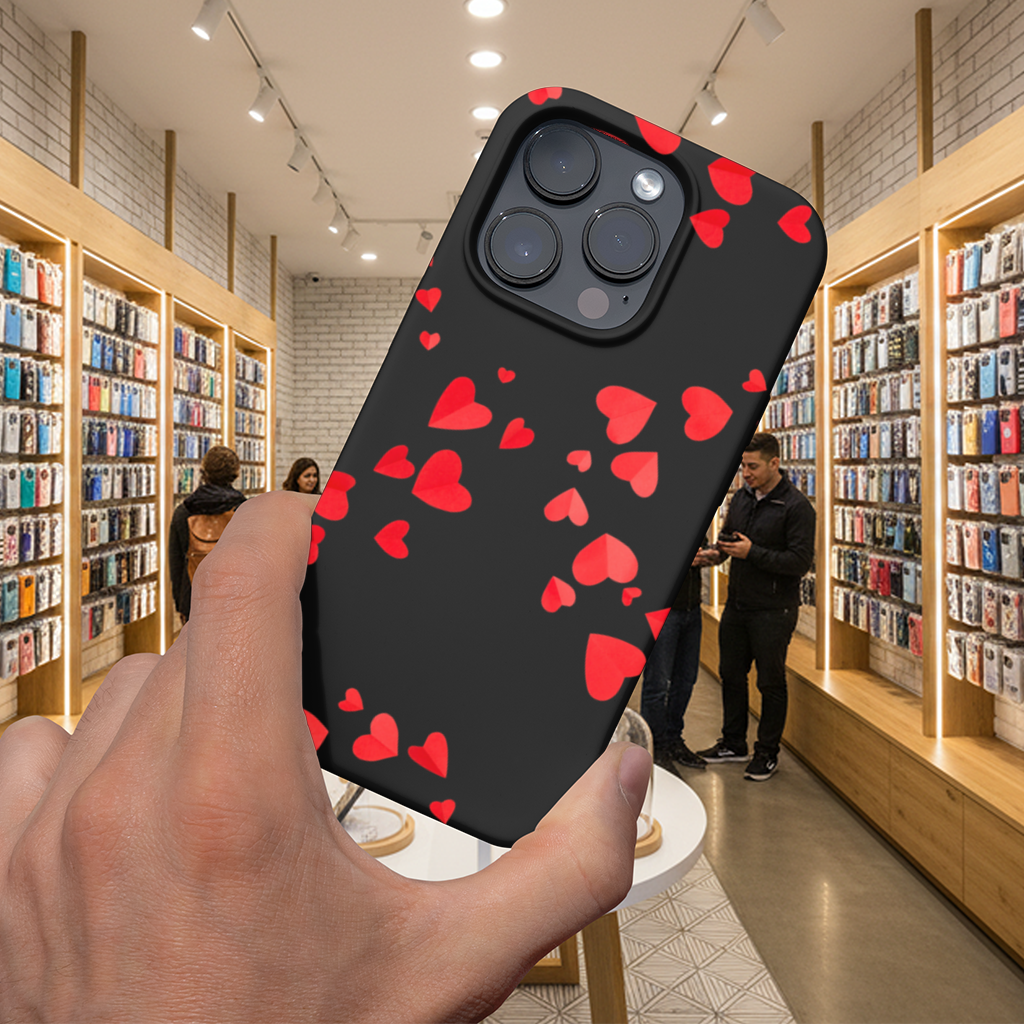 Red Hearts Frame Design iPhone 16 Pro Max Case