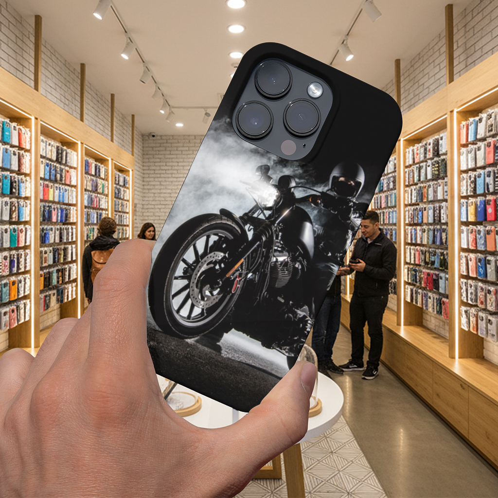Dark Night Cruiser Motorcycle Rider iPhone 16 Pro Max Case
