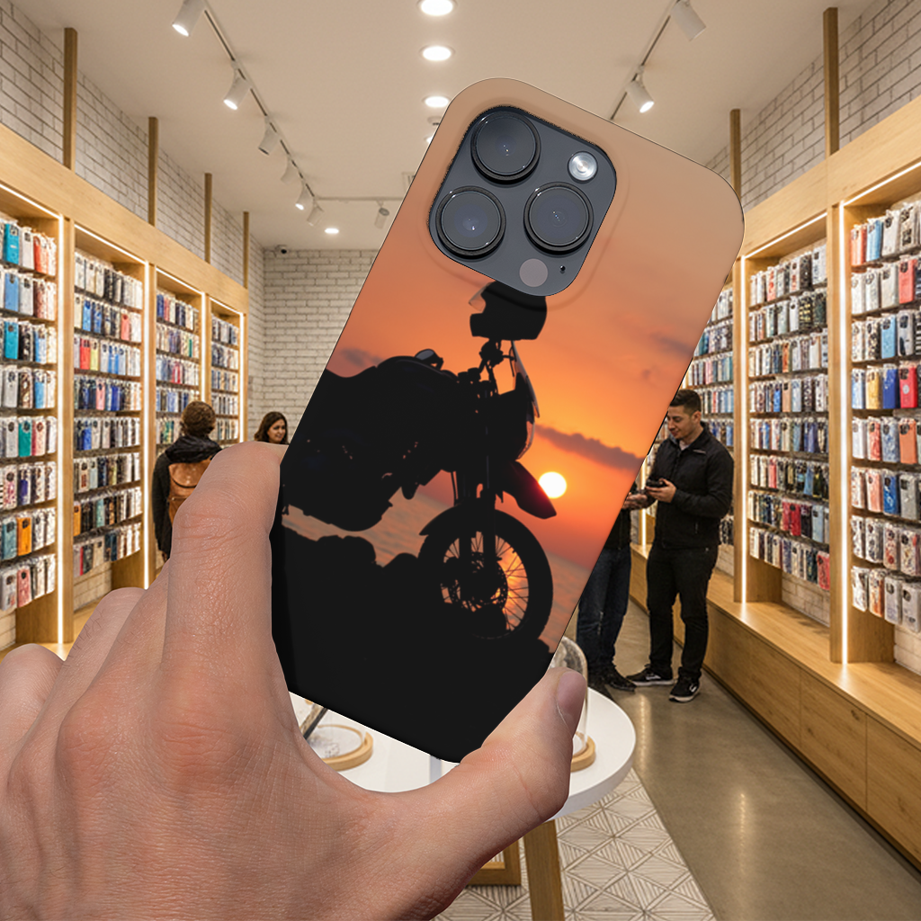 Adventure Motorcycle Sunset Silhouette iPhone 16 Pro Max Case