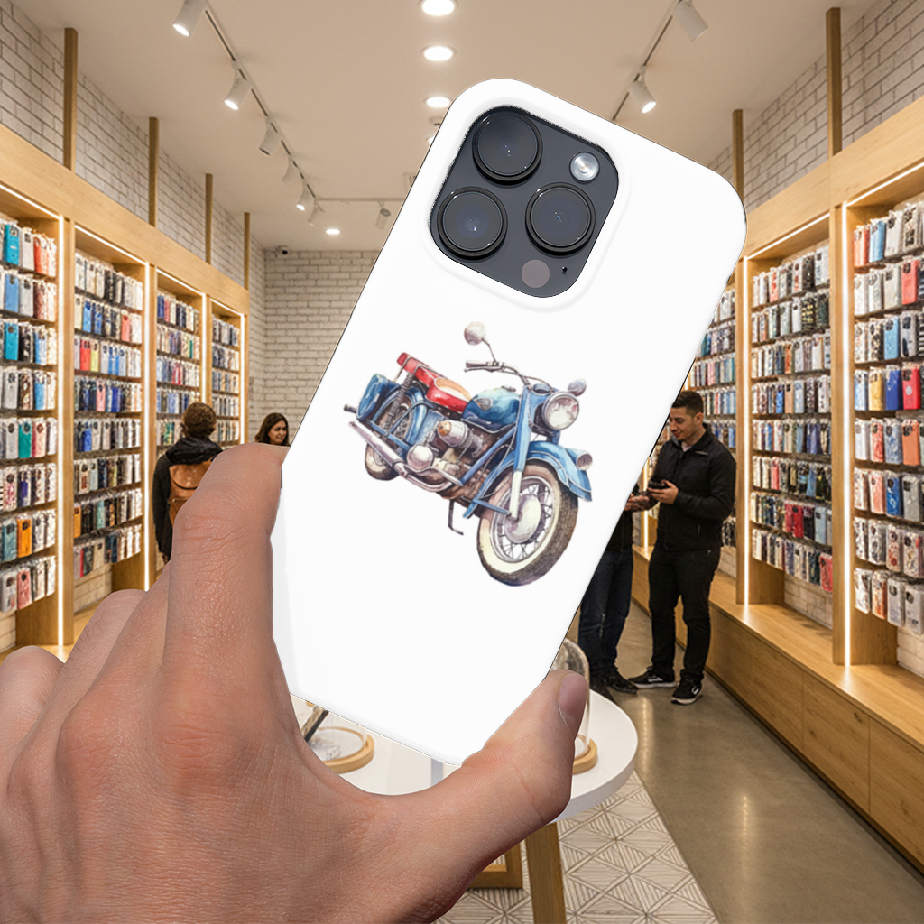 Vintage Blue Classic Motorcycle iPhone 16 Pro Max Case